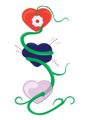 Three hearts and predatory wild flower