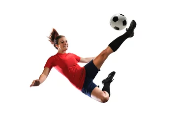 Rolgordijnen Soccer Player Kicking Ball © R. Gino Santa Maria