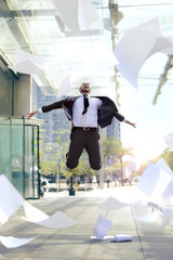 Businessman jumping 