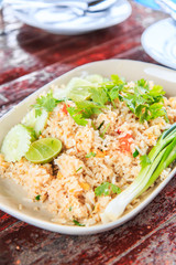 Fried rice with crab and egg in Thai style