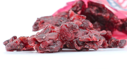 Dried cranberries isolated on white background