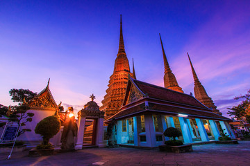 Naklejka premium Wat Pho or Wat Phra Chetuphon Vimolmangklararm Rajwaramahaviharn in Bangkok of Thailand