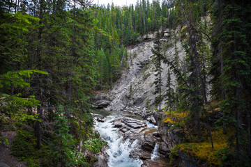 Maligne Canyon- Jasper National Park- Alberta- Canada. The beauty and power of the numerous falls in this deep canyon is breathtaking.