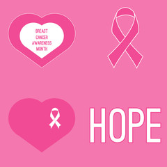 Set of cancer awareness month symbols