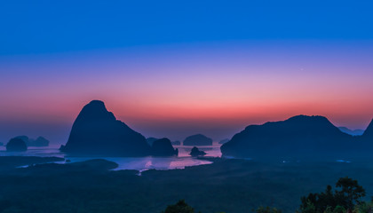 beautiful sunset  bluesky  at phang nga thailand