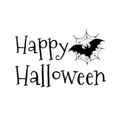 Happy Halloween. bat in the web. Vector Illustration
