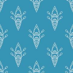 Vector pattern kayak icon on a blue background