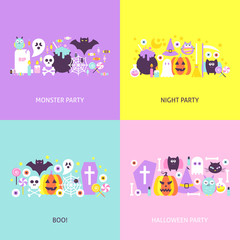 Fototapeta premium Trendy Halloween Concepts Set