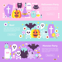 Trendy Halloween Web Horizontal Banners