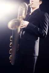 Saxophone Player Saxophonist playing jazz music