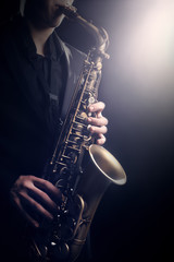 Saxophone Player Saxophonist playing jazz music