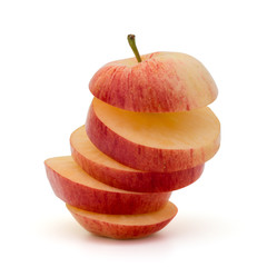 Fototapeta na wymiar Red sliced apple isolated on white background cutout