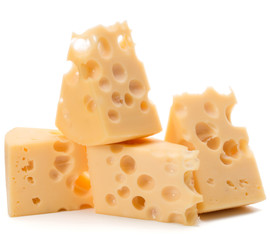 Cheese block isolated on white background cutout