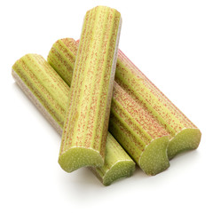 rhubarb stem isolated on white background cutout