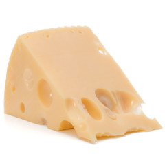 Cheese block isolated on white background cutout