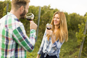 Wine tasting in the vineyard