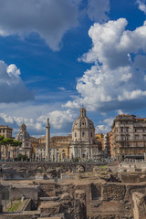 Naklejka premium Trajan Forum and Santa Maria di Loreto church in Rome