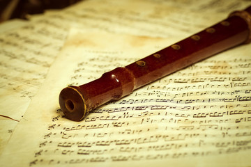 Flute on a music sheet