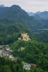 Fototapeta na wymiar Landscape of Bavarian Alps in Germany, Hohenschwangau Castle view.