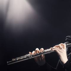Flute instrument player hands