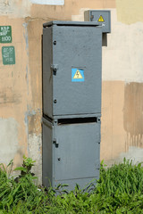 electrical panel house wall.