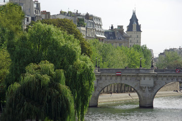 Pont et quais de Seine de l'île de la Cité à Paris, France
