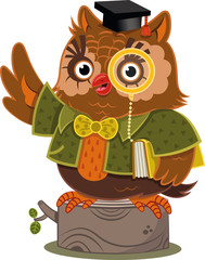 Vector illustration of wise owl.