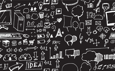 hand-drawn doodle seamless pattern with arrows