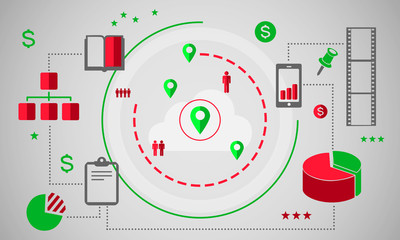 Obraz premium Connected interface icons