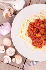 Spaghetti bolognese on a plate