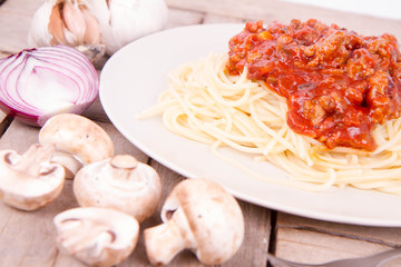 Spaghetti bolognese on a plate