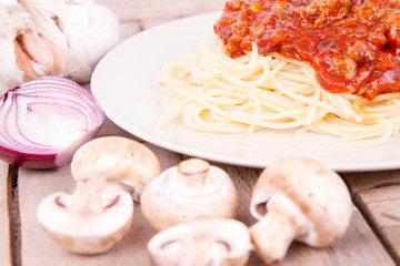 Spaghetti bolognese on a plate