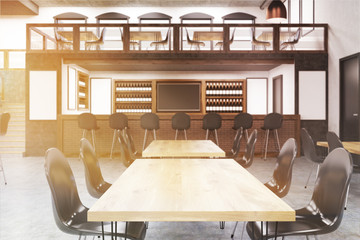 Close up of table in sunlit cafe