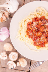 Spaghetti bolognese on a plate
