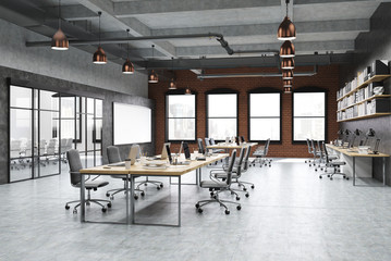 Designer studio with concrete floor