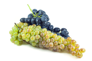 Dark and white grapes, Isolated on white background