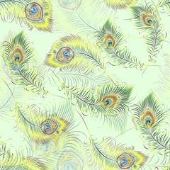 Beautiful vector peacock feathers seamless pattern