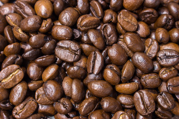 Coffee beans on black stone table