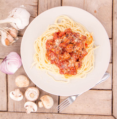 Spaghetti bolognese on a plate