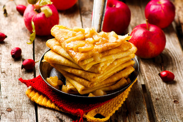 pumpkin crepes with cinnamon apples