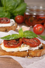 Bruschetta with feta and tomatoes