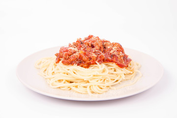 Spaghetti bolognese on a plate