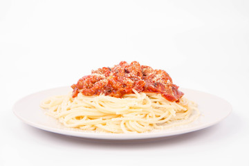 Spaghetti bolognese on a plate
