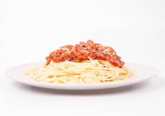 Spaghetti bolognese on a plate