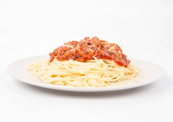 Spaghetti bolognese on a plate