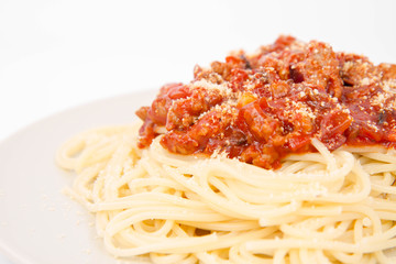 Spaghetti bolognese on a plate