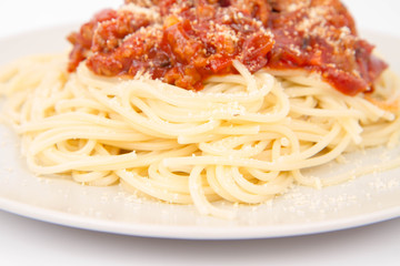 Spaghetti bolognese on a plate