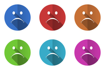 Flat design vector icons. Colorful cry web buttons set. 