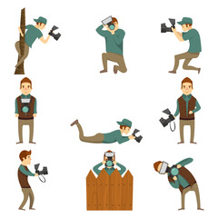 Fototapeta premium Photographer Characters Isolated Icon Set