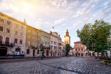 old european early morning  city